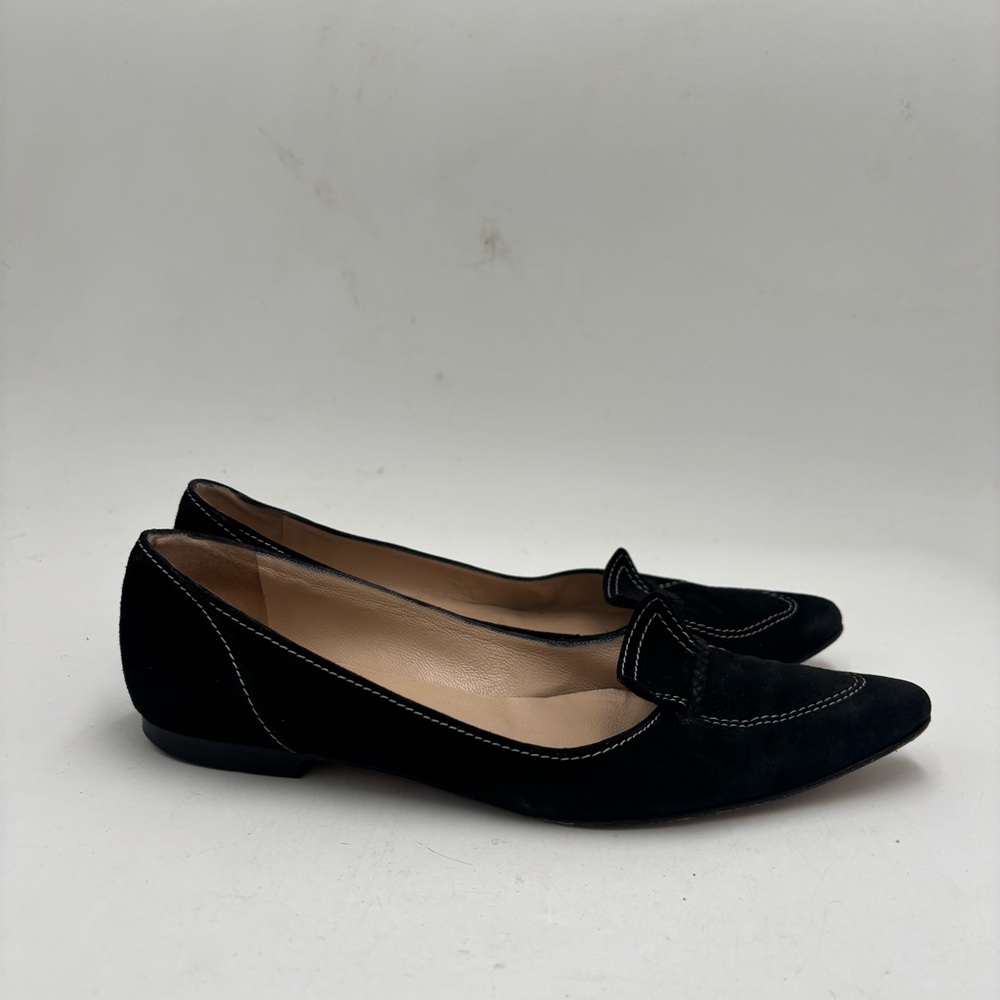 Manolo Blahnik Women’s 37 Black Suede Slip On Pointed Toe Flats